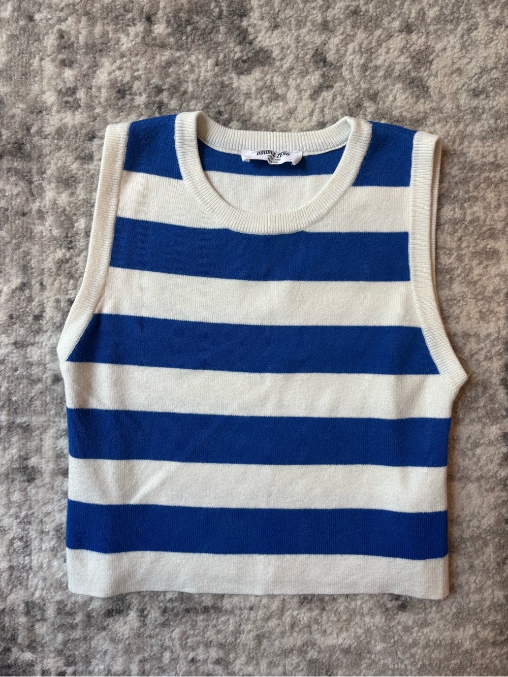Double Zero Blue and White Striped Knit Tank Top